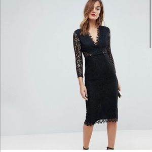 ASOS Long Sleeve Lace Midi Pencil Dress